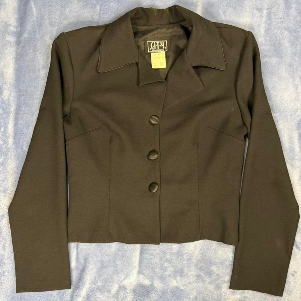 Vintage 90s y2k city triangles‎  Black cropped blazer  women size 9